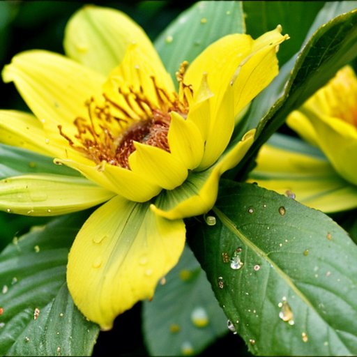 Солнечный сад с яркими растениями, покрытыми агротекстилем Lutrasil и Spunbond, капли воды на материалах.