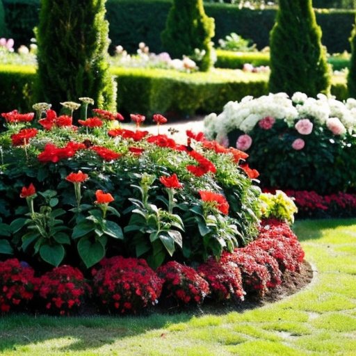 Солнечный сад с разнообразными растениями, компостными ящиками и биогумусом.