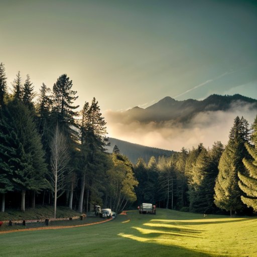 Лес из хвойных деревьев с бутылкой 