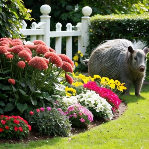 Яркий сад с разнообразными растениями, замещающими инвазивный борщевик.