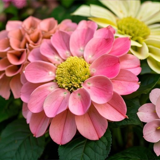 Цветущая гортензия в горшке с разнообразными компонентами почвы.