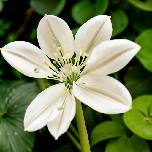 Яркое пятно дикой чеснока с зелеными листьями и белыми цветами на лесной подстилке весной.