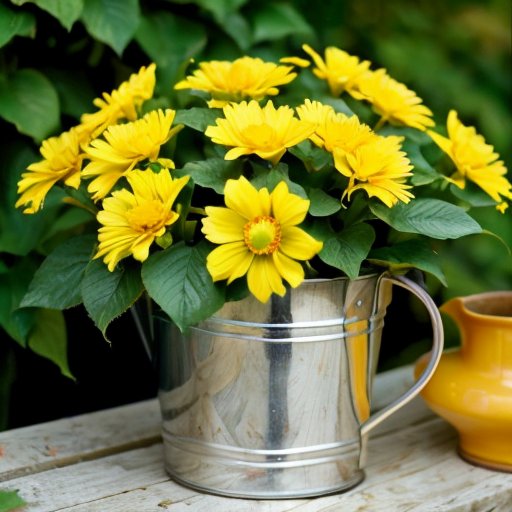 Цветущий бальзам в декоративном горшке, рядом с садовыми инструментами, на фоне солнечного окна и здоровой почвы.