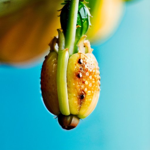 Проверка повреждённого банана с мухой в кухне.