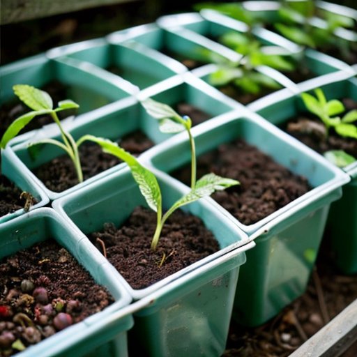 Упорядоченное хранилище для саженцев черники с инструментами и оптимальными условиями.