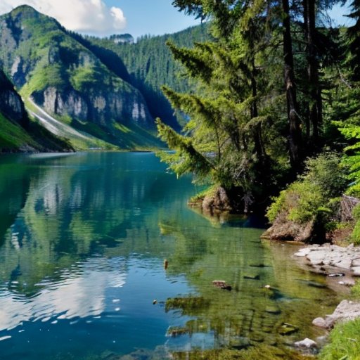 Спокойное пресноводное озеро с зелеными берегами и цветущей водорослью, символизирующее мониторинг экосистем.
