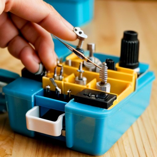 Станция для ремонта очков с аккуратным рабочим местом и инструментами.