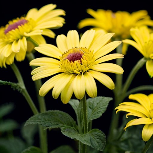 Цветущий хризантема с зелеными листьями, рядом с лейкой и гигрометром, на фоне солнечного окна; значимость полива и света.