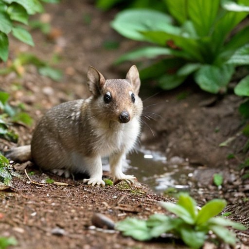 Весенний сад с растаявшим снегом, под которым видны туннели и следы бурящих животных.