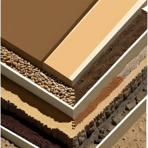 Срез различных типов садовой почвы с четкими слоями: песчаная, глинистая, суглинистая, торфяная и известковая почвы.