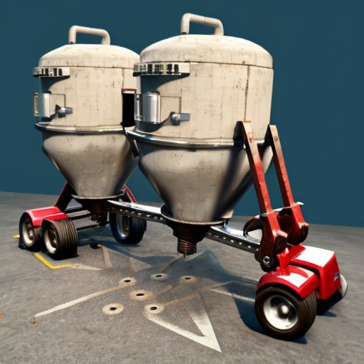 Бетономешалка с электрическим и бензиновым двигателями на строительной площадке.