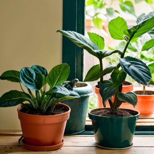 Яркая indoor-огородная установка с перцами, зелеными листьями и солнечным светом.