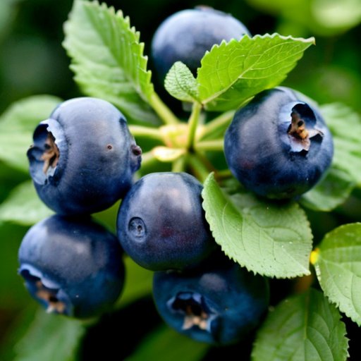 Ухоженный куст голубики с спелыми ягодами в саду, знак 