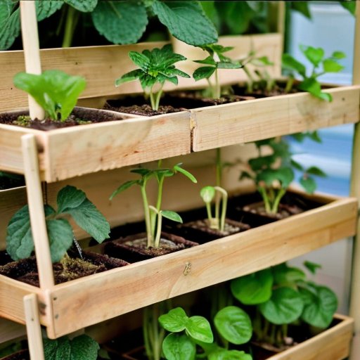 Уютный интерьер с организованным садом для рассады огурцов, термометр, регулируемая grow-лампа, гигрометр и полка с удобрениями.