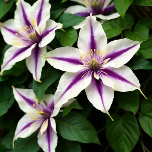 Сад с вьющимися клематисами: солнечная и тенистая зоны.