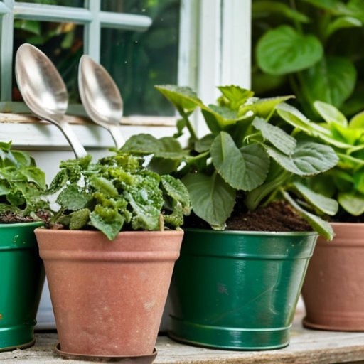 Упорядоченное рабочее пространство для садоводства с горшками, здоровыми растениями и инструментами.