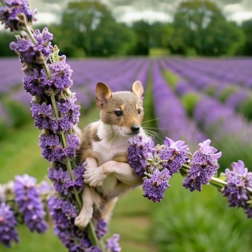 Спокойное поле лаванды с яркой и светлой лавандой, ясное небо.