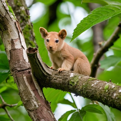 Лес орехов с зелеными листьями, орехами на ветвях, ручьем и холмами на фоне.