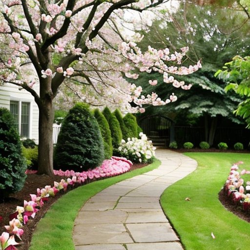 Сад с различными магнолиями, яркие цветы, солнечные и тенистые участки.