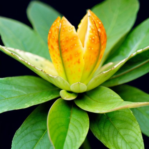 Сочный сад с растением мелотрия, свежими плодами на деревянном столе и яркими травами.