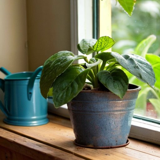 Яркий внутренний сад с здоровыми огурцами на подоконнике, солнечный свет, уютная обстановка.