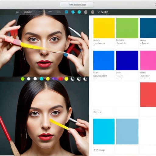 Яркое, организованное рабочее пространство с компьютером и интерфейсом Paint, показывающее инструменты и творческий процесс.