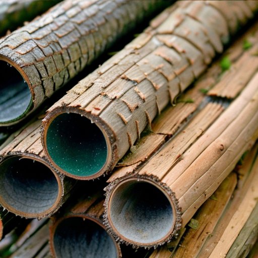 Текстурированная кора сосны с элементами использования в садоводстве, строительстве и косметике.