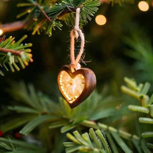 Плющ на деревянной балке с рождественским украшением, символизирующим любовь.