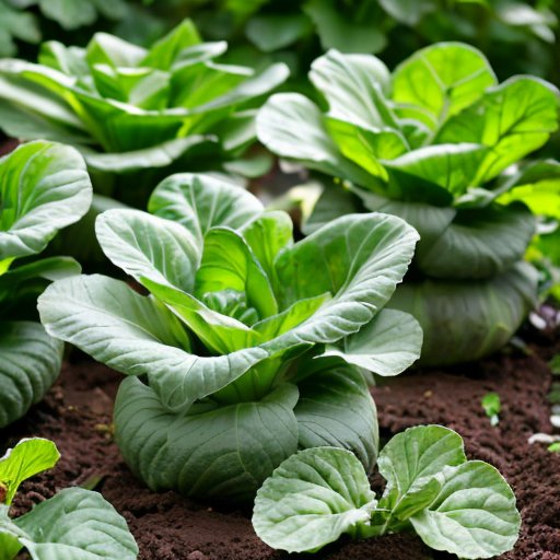 Сочный овощной сад с капустой на стадии формирования головок, удобрения и элементы роста.