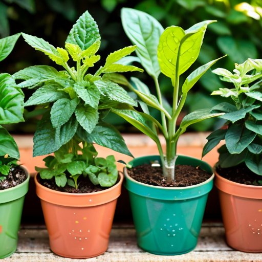 Яркий интерьерный сад с рассадой помидоров и перцев в цветных горшках, окруженный метками с питательными веществами и органическими удобрениями.