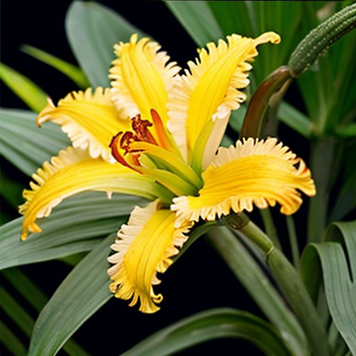 Сцена яркого сада с различными лилейниками: солнечная зона с цветами и тенистая зона с зеленью.