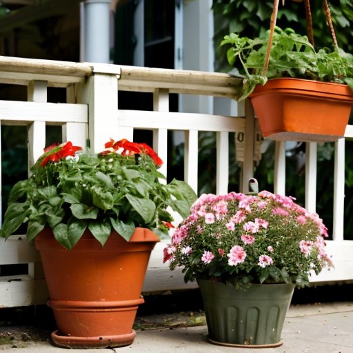 Упорядоченный балконный сад с яркими томатами, горшками и инструментами для садоводства.