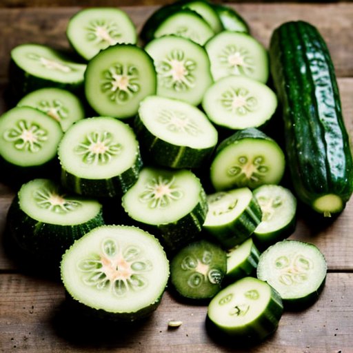 Деревянный стол с огурцами, банками со специями и записной книжкой о засолке.