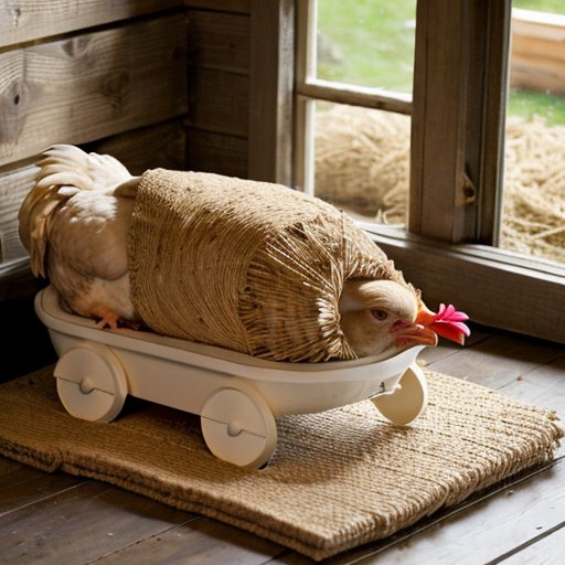 Уютный интерьер курятника с подстилкой из опилок, соломы и песка, деревянные стены и естественный свет.