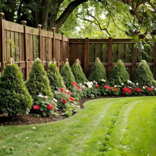 Груша с ухоженным кругом посадки, цветущие растения и травы.