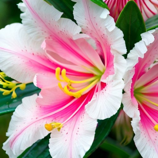 Яркий сад с цветущими рододендронами в Подмосковье.