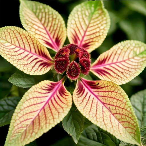 Яркое растение амаранта с зелеными листьями и разноцветными цветами.