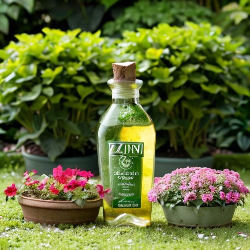 Яркий сад с разнообразными здоровыми растениями и бутылками 