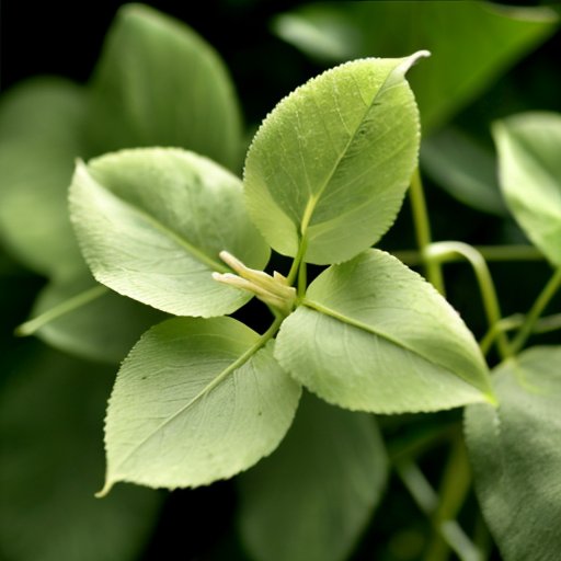 Солнечная лесная поляна с зелеными листьями сныти и корзиной свежих листьев.