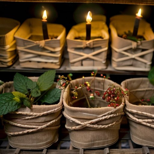 Уютный подвал с аккуратно организованными саженцами малины, освещенный мягким светом.