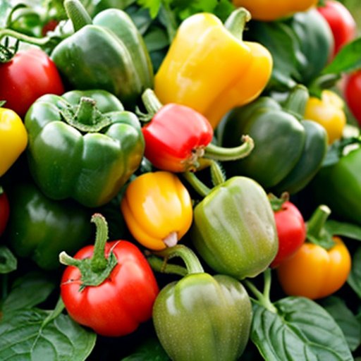 Яркая теплица с перцами и помидорами, подчеркивающая преимущества совместной посадки.