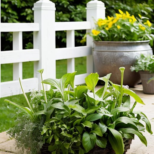 Сад трав с чесночными травами: дикий чеснок, лук-резанец и рамсон на солнечном фоне.