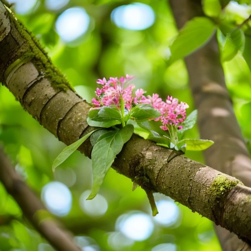 Весенний пейзаж с зелеными листьями, солнечными лучами и яркой природой.