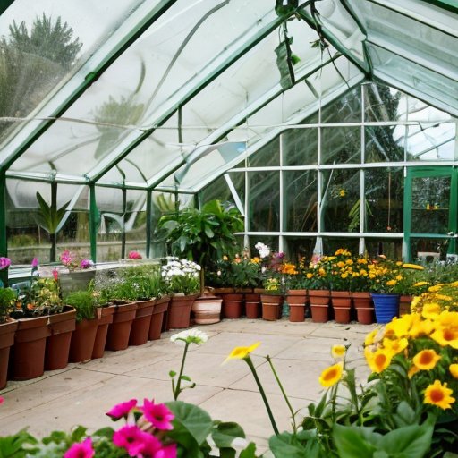 Яркая теплица с зелеными растениями, одна сторона - прозрачная пленка, другая - дышащая ткань.