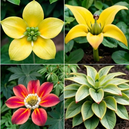 Сад с растениями момордики на разных стадиях роста, инструменты и средства защиты растений.