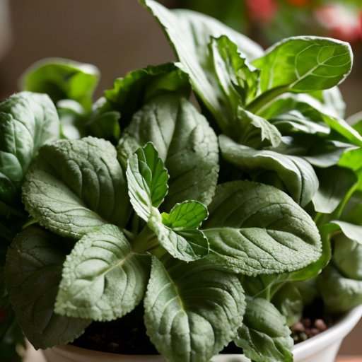 Уютный внутренний сад с травами и зелеными растениями под теплым светом.