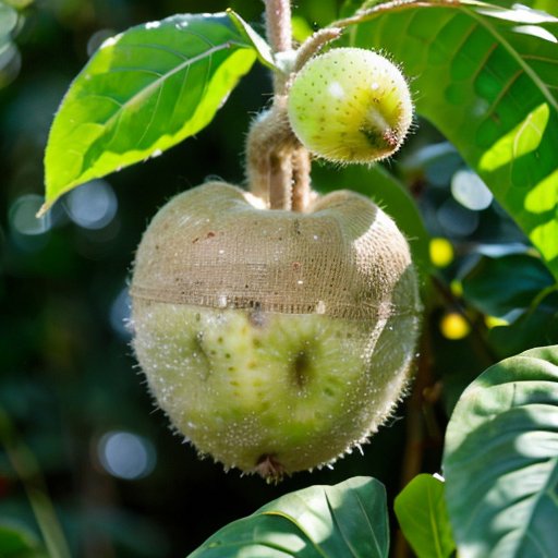 Киви в зимнем саду с укрытием из соломы, уютная беседка и падающий снег.